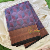 Bluish Purple Kora Muslin Saree-VS653